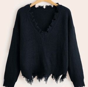 Frayed hem sweater by SHEIN Curve